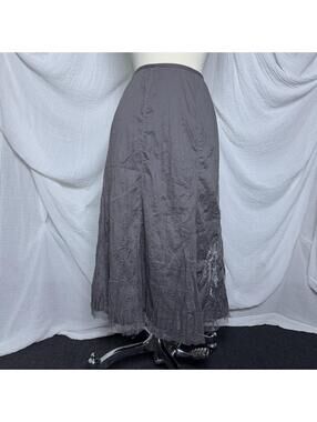 Gray Cotton Embroidered Maxi Skirt Size 16